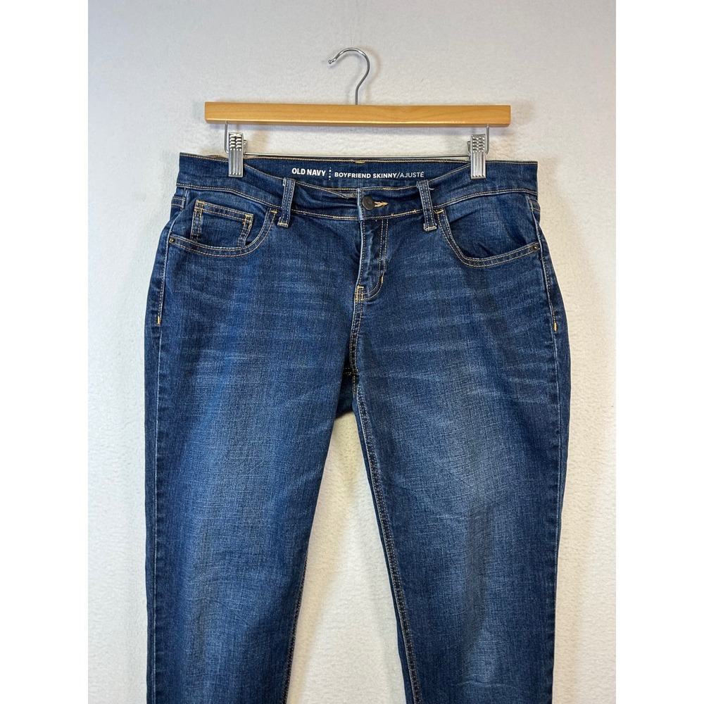 Casual Old Navy Womens 6 Blue Boyfriend Skinny Mid Rise Stretch Denim Jeans - Picture 8 of 11